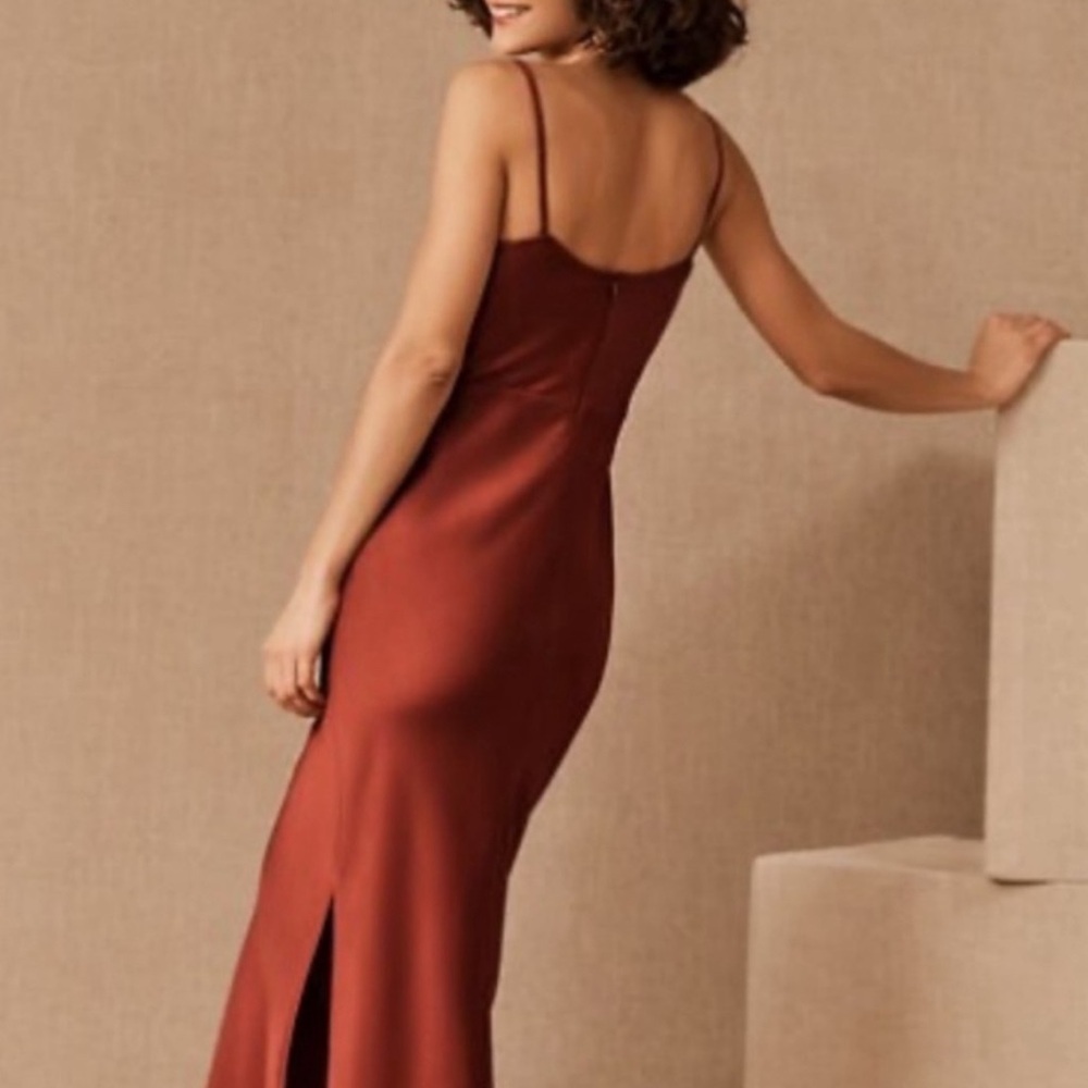 BHLDN Cali satin Cowl Neck MIDI Slip Dress